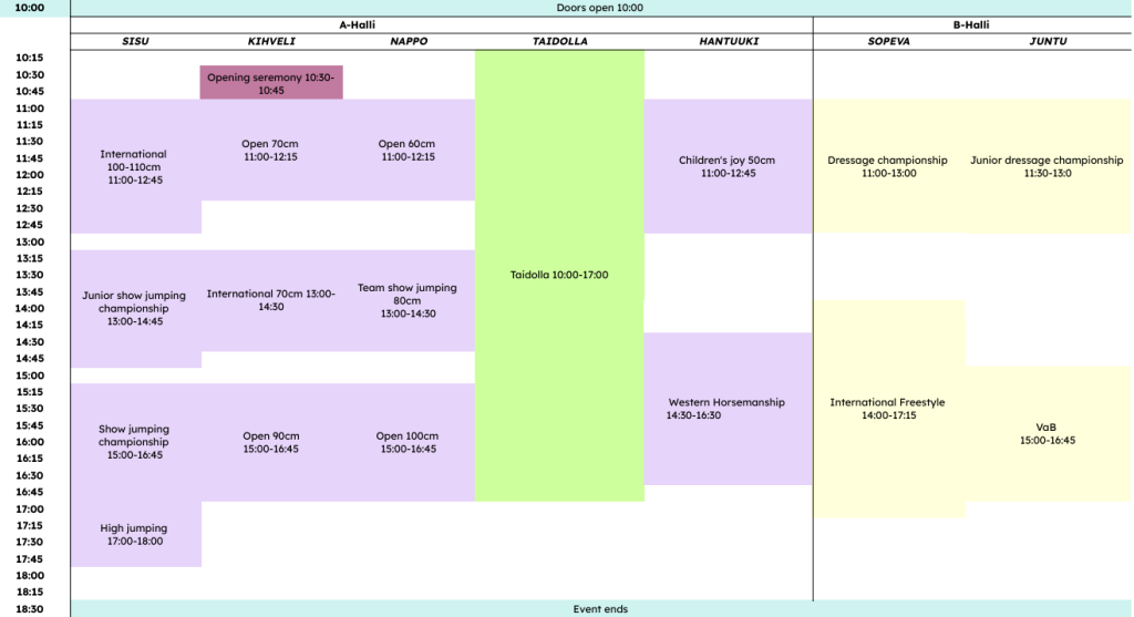 finnish hobby horse schedule 2025